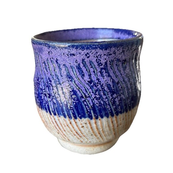 Handcrafted Stoneware Judith Murphy Blue Purple Coffee Tea Mug Signed - Picture 2 of 6